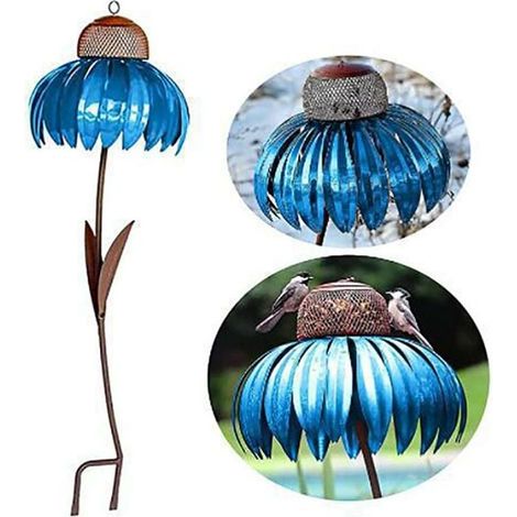 Coneflower Mangeoire Oiseaux Fer Debout Mangeoire Oiseaux Arrière-Cour Poteau De Fleur Mangeoire Oiseaux Jardin Art Mangeoire Oiseaux En Métal Décoration De Jardin (1/3)