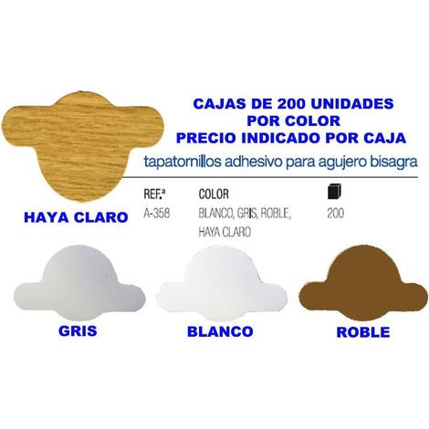 tapatornillos 200 und.blanco adhesivo para agujero bisagra a-358