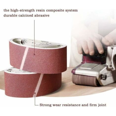 30 bandes abrasives en tissu 610 × 100 mm pour ponceuse à bande – grain 40/60/80/120/180/240 (oxyde d’aluminium), idéales pour meulage, polissage et finition sur bois, métal et plastique (1/4)