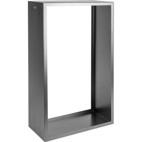 Portalegna per Camino 72x35x120cm in Ferro Verniciato Grigio Martellato