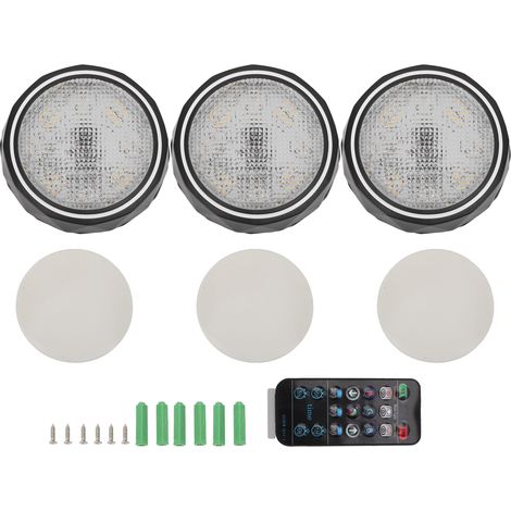 Ortviai Appliques LED RGB sans fil avec télécommande pour éclairage sous-meuble de cuisine – 3 unités, piles AA (1/5)