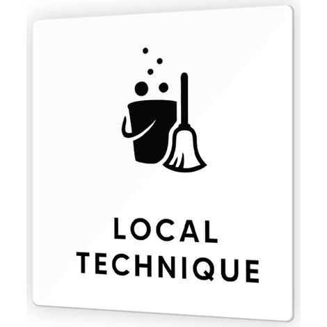 Pictogramme panneau signalétique format 9 x 9 cm en Plexi Picto Noir - Modèle Local Technique (1/3)