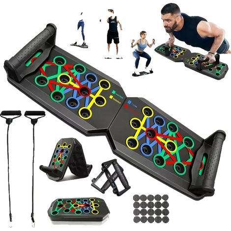 Pedana per flessioni, attrezzo multifunzionale per esercizi, allenamento di forza, 1 flessione, 2 resistenze (1/2)