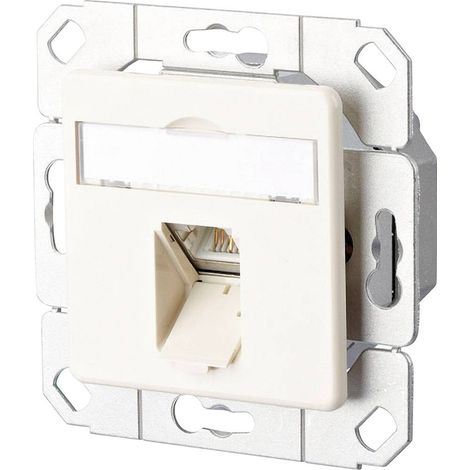 Metz Connect Prise réseau encastré insert avec plaque centrale CAT 6a 1 port blanc pur (1/2)