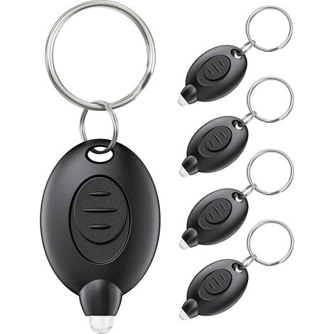 Lot de 5 Mini Lampe Porte Clés LED 12 Lumen Portable Ultra Lumineux Batterie Alimentée Torche Porte Clé pour l'Extérieur Camping Fête Randonnée et Eclairage d'Urgence, Coque Noire (1/5)