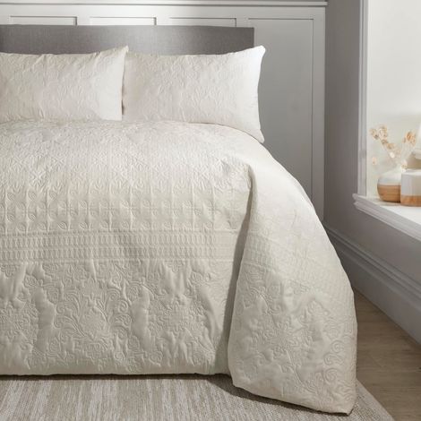 Housse de Couette King Size – Parure de lit en Relief (230 x 220 cm) – Broderie – Style Traditionnel – Collection Stripe (1/5)