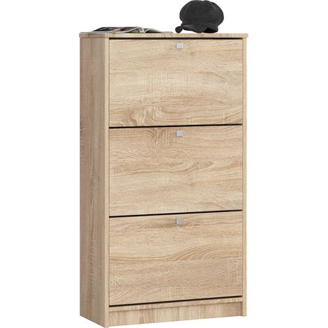 Schuhschrank AKORD in der Farbe Sonoma-Eiche mit 3 Schuhkipper B60 x H113 x T28,5 cm Gewicht 30 kg (1/5)