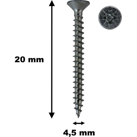 100 Stück Holzschrauben, TF, Stahl verzinkt, 4,5 x 20 mm
