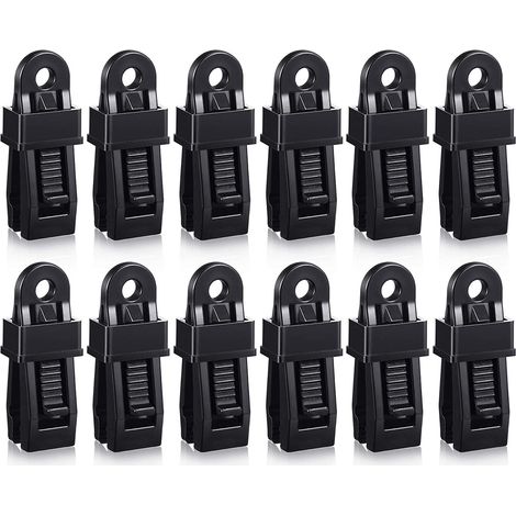 Clip Tente - Clip Crocodile Pour Bâche - Fixation Robuste Sans Perçage - Pour Toile De Camping, Auvent, Bâche Marine Et Abri Temporaire - Lot De 12 (1/5)