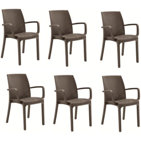 KIT 6 SEDIE SEDIA POLIPROPILENE BAR RISTORANTE INTERNO ESTERNO SIMIL RATTAN DFN