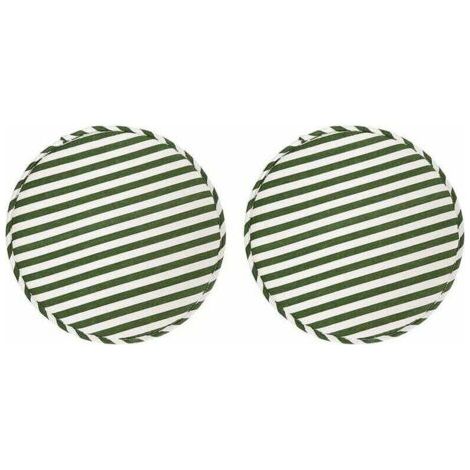 Tabouret Rond Coussins de Chaise pour Cuisine Salle à Manger Coussins de Siège avec Attaches Lot de 2 Coussins Antidérapants pour Tabouret Haut Chaises Bistro Bar Siège 13 Pouces, Rayure Verte--