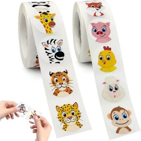 Autocollants ronds adhésifs lettres, récompenses pour enfants sur le thème des animaux, lot de 1000 pièces pour décoration et récompenses scolaires ou domestiques (1/4)