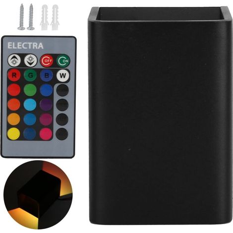 Luminaire mural LED RGBW 5W avec télécommande, pour chambre, couloir, escalier - Coque noire aluminium