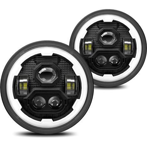 Phare LED rond de 7 pouces avec faisceau haut/bas, DRL et clignotant ambre pour voitures et motos, étanche IP67, lot de 2 (1/5)