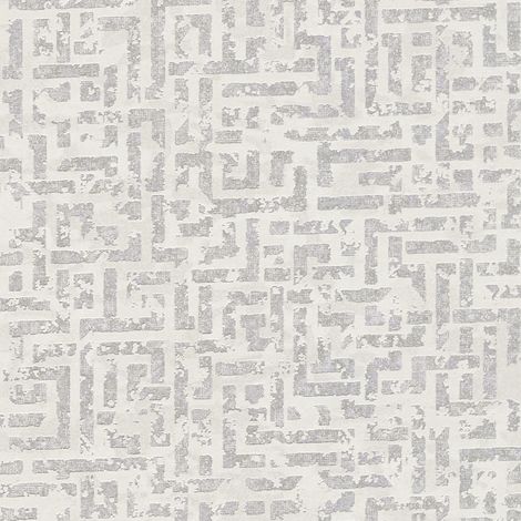 Papel pintado gráfico Profhome 386951 papel pintado no tejido texturado con figuras geométricas destellante blanco plata blanco crema 5,33 m2 (1/5)