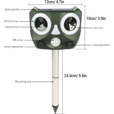 Soar – Repelente ultrasónico para animales, aves, zorros, gatos dispositivo disuasorio para jardines, granjas y patios -Crezuo