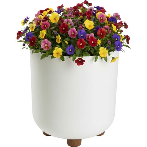 TERRA Blumentopf auf Füßen, recycelt, cremefarben, H 21 x 19,3 cm