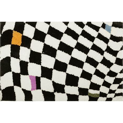 Paillasson antidérapant damier noir et blanc 40x60 cm, tapis de porte décoratif pour salle de bain, cuisine, salon, motif quadrillage (1/5)