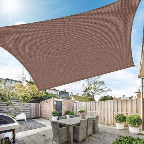 Vela ombreggiante rettangolare 3,6x4,8 m, tessuto ombreggiante con protezione UV al 95%, 185 g/m² in HDPE per esterni, patio, giardino, terrazza, balcone, marrone.