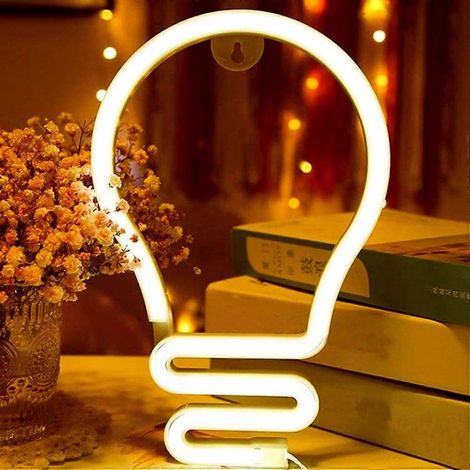 Enseignes lumineuses néon, enseignes murales néon, lumières néon pour chambre à coucher, chambre d'enfant, hôtel, alimentation par batterie/USB (blanc chaud) (1/5)