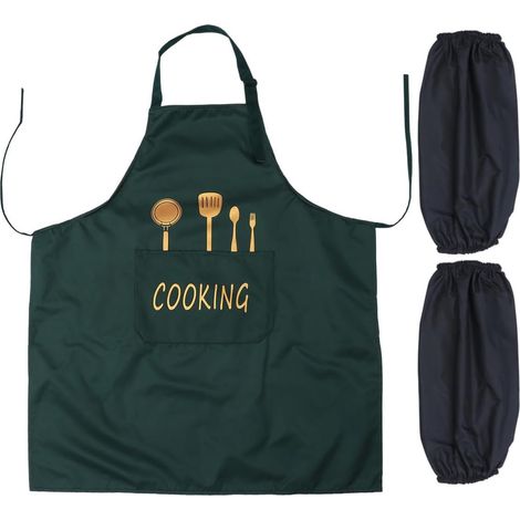 Delantal de cocina nórdico de tres capas, impermeable, color verde. (1/5)