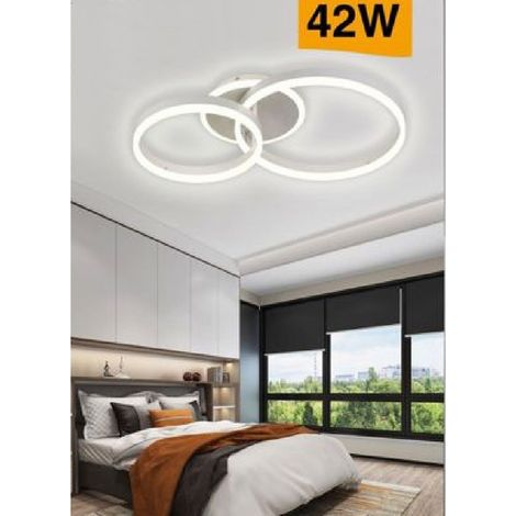 Plafonnier Led 42 W C35 Blanc Moderne Cercles Lumière 4000 K 6500 K 3000 K