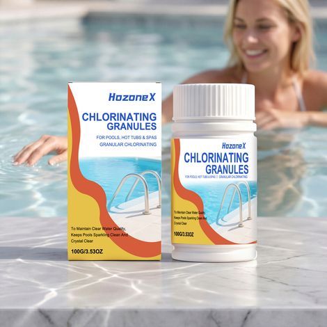Granulés de chlore à dissolution instantanée pour piscines, usage domestique, spas thermaux et entretien de l'eau produits de nettoyage pour piscines - 100 g (1/5)