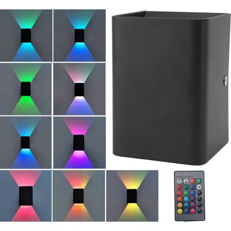 Applique murale LED RVB à intensité variable avec télécommande pour salon chambre coucher couloir placard bureau bar coque W 5 noire (1/4)