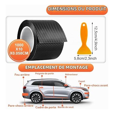 Protection Seuil de Porte Voiture PVC Film de Protection Carrosserie Protecteur de Seuil Voiture Noir (1/4)