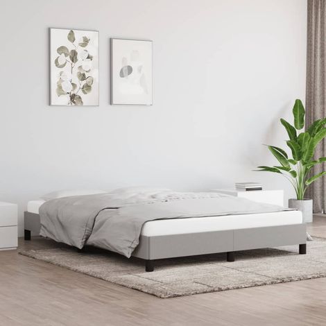 GBLY Cadre de lit sans matelas gris clair 140x190 cm tissu (1/5)