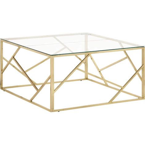 vidaXL Table basse doré acier inoxydable et verre trempé (1/5)