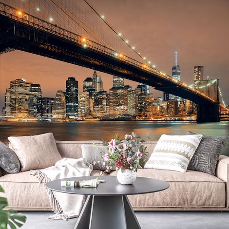 Papier peint panoramique - Pont de New york - 130 cm x 86 cm (1/4)