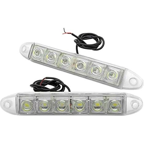 Lot de 2 feux de circulation diurne 6 LED haute puissance, feux de route universels brouillard lumière de bande de voiture blanche à DRL conduisant des feux de jour antibrouillard (1/5)