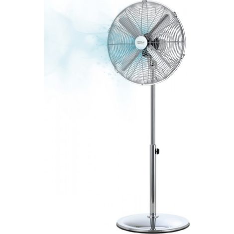 Cecotec Ventilador de Pie EnergySilence 620 Retrostyle. 50 W, Acabado en Cromado, Diámetro 16" con 4 Aspas, 3 Velocidades
