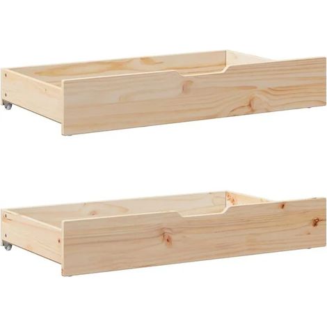 Deux tiroirs sous le lit avec roulettes, 90x55x17 cm, en pin massif. (1/5)