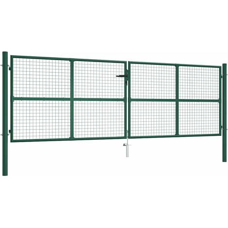 Portail de jardin en acier grillagé 400 x 125 cm Vert (1/5)