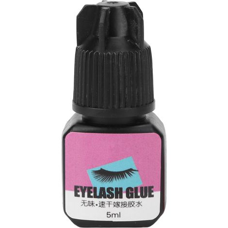 Colle noire pour extensions de cils 5 ml avec aiguille anti-obstruction, séchage rapide en 2 secondes, tenue 45 jours, idéale pour les techniciennes en extensions de cils. (1/5)