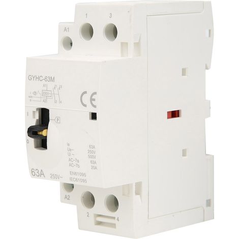 Contacteur AC domestique 63A 220V 50Hz 2P sur rail DIN, avec interrupteur manuel 2NO (1/5)