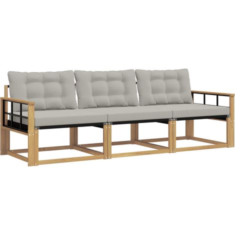 Set di divani da esterno 3 pz Salotto da Giardino Bianco e Grigio Chiaro (1/5)