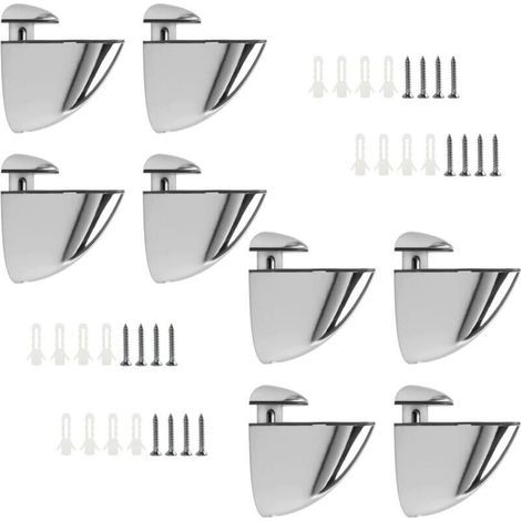 Verstellbare Glasregalhalterungen – 8 Stück, verstellbar – Für Holz-/Glasregale mit einer Stärke von 5 bis 8 mm – 40 mm silber (1/5)