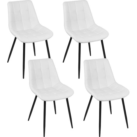 Lot de 4 Chaises de Salle à Manger en Simili Cuir Chaises de cuisine tapissées Blanc (1/5)