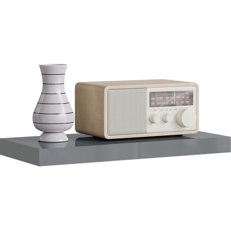 WOLTU High Gloss Wall Shelf Floating Shelf ith Strong Bracket, Grey, 50x22.9x3.8 cm