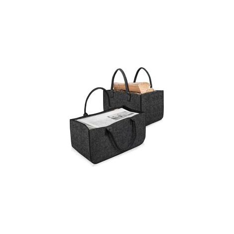Lot de 2 Sacs en Pliable Grand Panier Shopper en Feutre pour Bois de Cheminée Sacs pour Bois Journaux, avec caractéristiques : 25CM, Sac, Bois, Pliable (1/5)