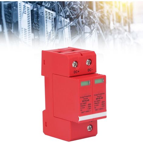 SNYE-40 Parafoudre orange-rouge 40 kA pour boîtiers de distribution d'énergie photovoltaïque, armoires, coffrets de compteurs, boîtes de jonction 1000 V CC - Parafoudre bipolaire (1/5)