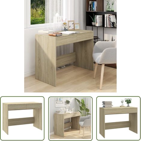 The Living Store Schreibtisch Sonoma-Eiche 101x50x76,5 cm Holzwerkstoff - Schreibtisch - Bürostuhl - Homeoffice - Arbeitsplatz - Esszimmertisch (1/5)