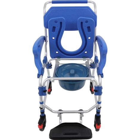 Chaise de douche mobile à roulettes, Max. Capacité de charge: 125kg, Chaise de toilette Freestanding pour patients, personnes âgées et personnes handicapées, Bleu