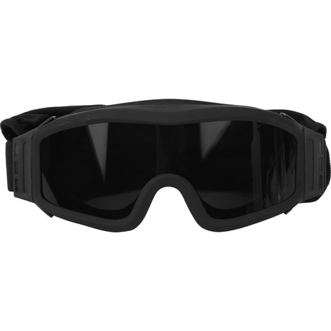 Lunettes de protection militaire anti-explosion, résistantes aux impacts et anti-poussière (verre gris, monture noire) (1/5)
