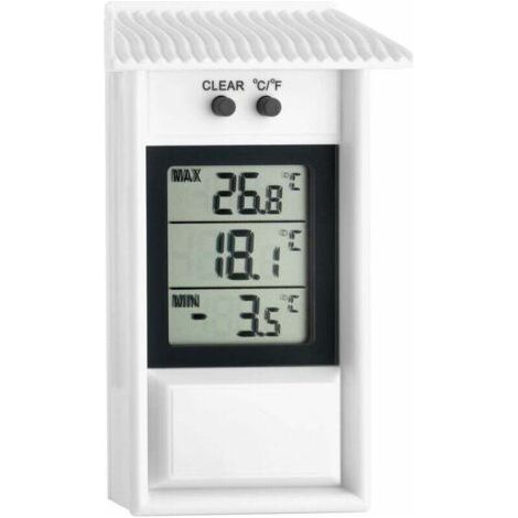 Thermomètre numérique Maxima-Minima, résistant aux intempéries, convient à une utilisation intérieure et extérieure, blanc (1/4)