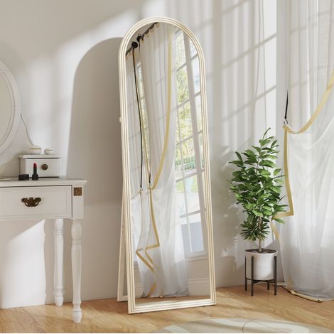 Specchio intero 50 x 160 cm, autoportante e da parete, cornice ad arco bianca DESVIAE (1/5)