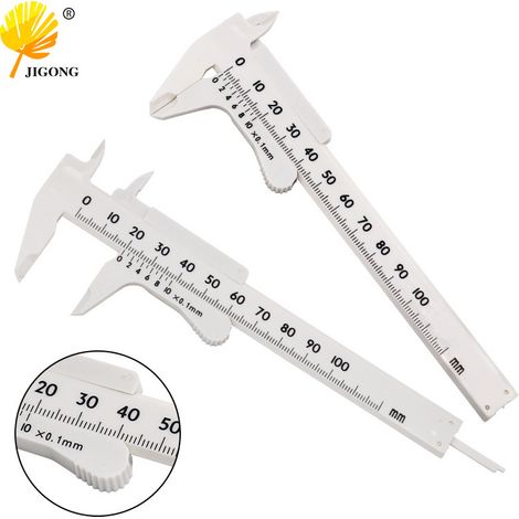 Pied à coulisse à échelle unique 0-100 pour mesurer les antiquités et les objets de collection, pied à coulisse d'étudiant, pied à coulisse en plastique, mini outil de mesure.